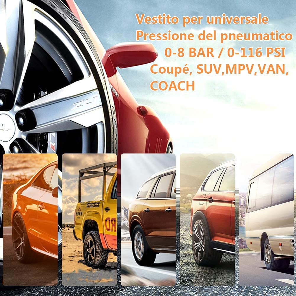 LEIDIMUS TPMS Solare Sistema di Monitoraggio della Pressione, con 4 Sensori Esterni LCD Visualizzazione in Tempo Reale E di Funzione di Allarme per Piccolo Camper Auto SUV MPV (0-8bar/0-116 Psi) 4 Marca: LEIDIMUS