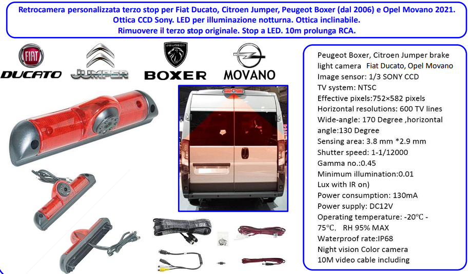 Telecamera retromarcia FIAT DUCATO X250 x290 s8 Citroen JUMPER III Peugeot BOXER III ALTA QUALITA'