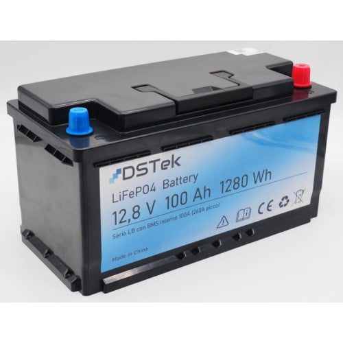DS Tek Batteria LiFePO4 12,8V 100Ah LB "ribassata" sottosedile (35*17*19 cm) anche drop-in - GARANZIA 5 ANNI