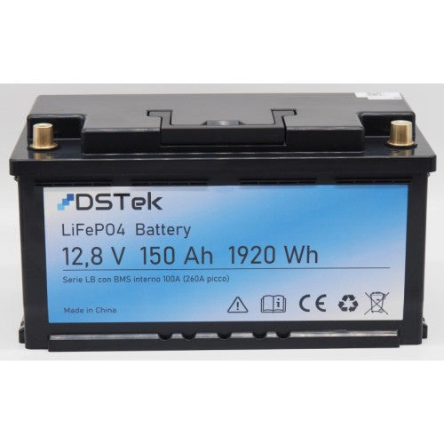 DS Tek Batteria LiFePO4 12,8V 150Ah LB "ribassata" sottosedile (35*17*19 cm) anche drop-in - GARANZIA 5 ANNI