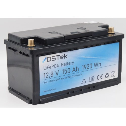 DS Tek Batteria LiFePO4 12,8V 150Ah LB "ribassata" sottosedile (35*17*19 cm) anche drop-in - GARANZIA 5 ANNI