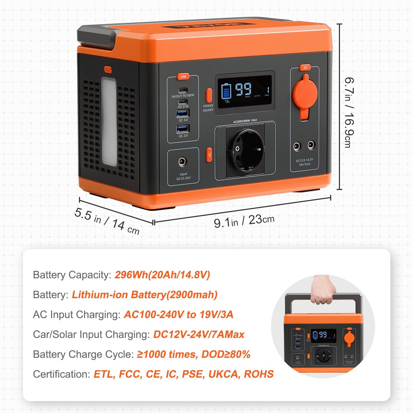 VEVOR PowerStation 296Wh 300W