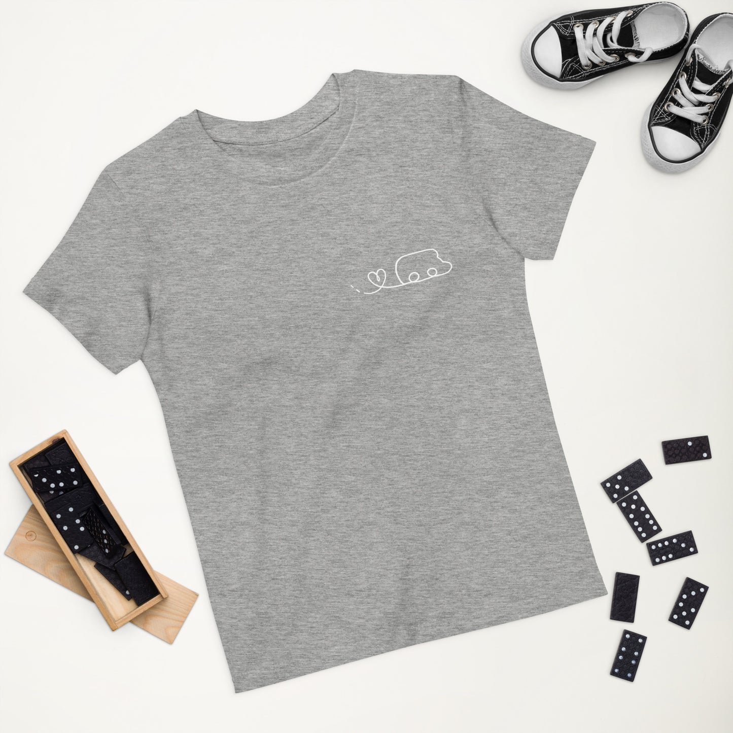 T-shirt in cotone organico per bambini stampa bianca
