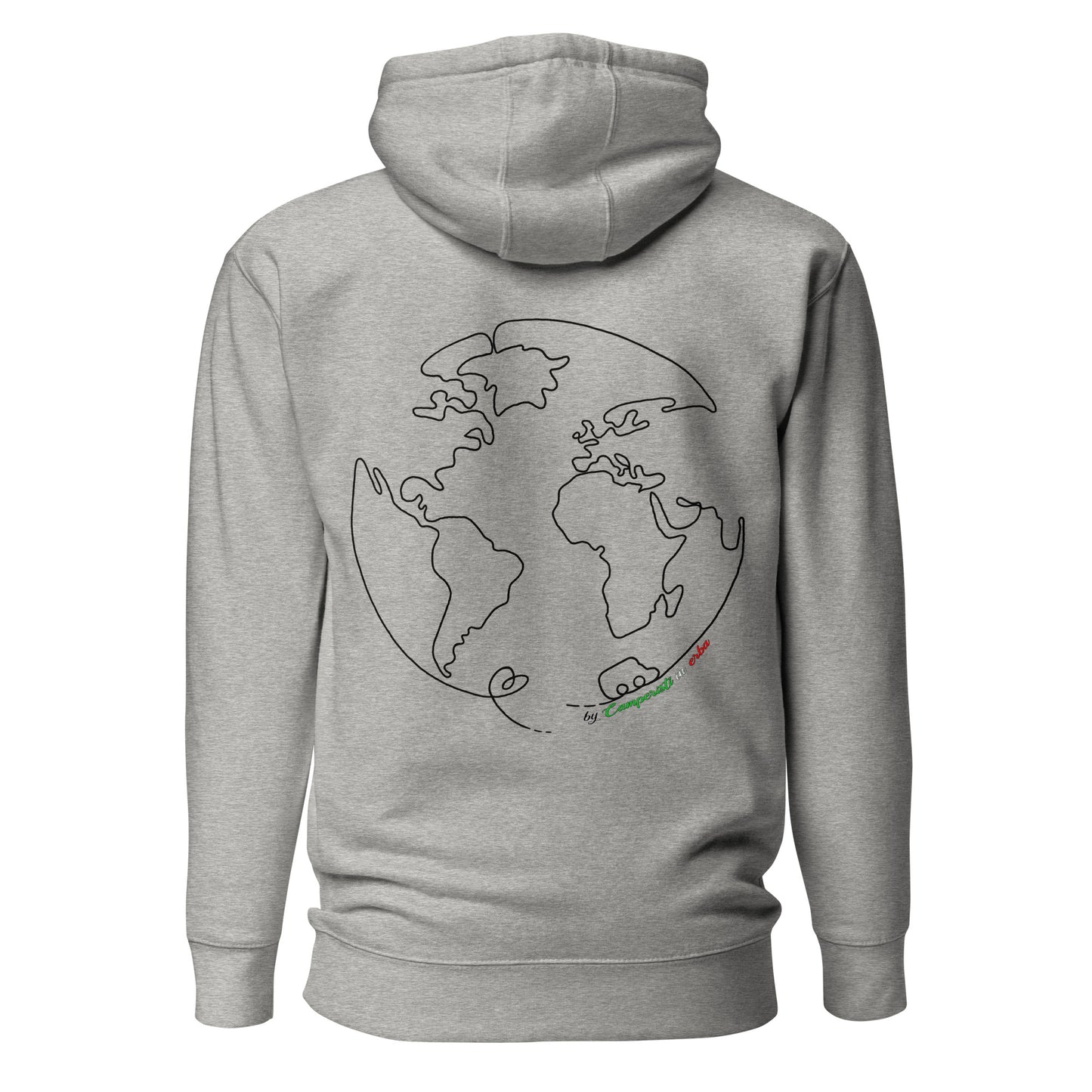 Felpa cappuccio Il giro del mondo in camper stampa nera