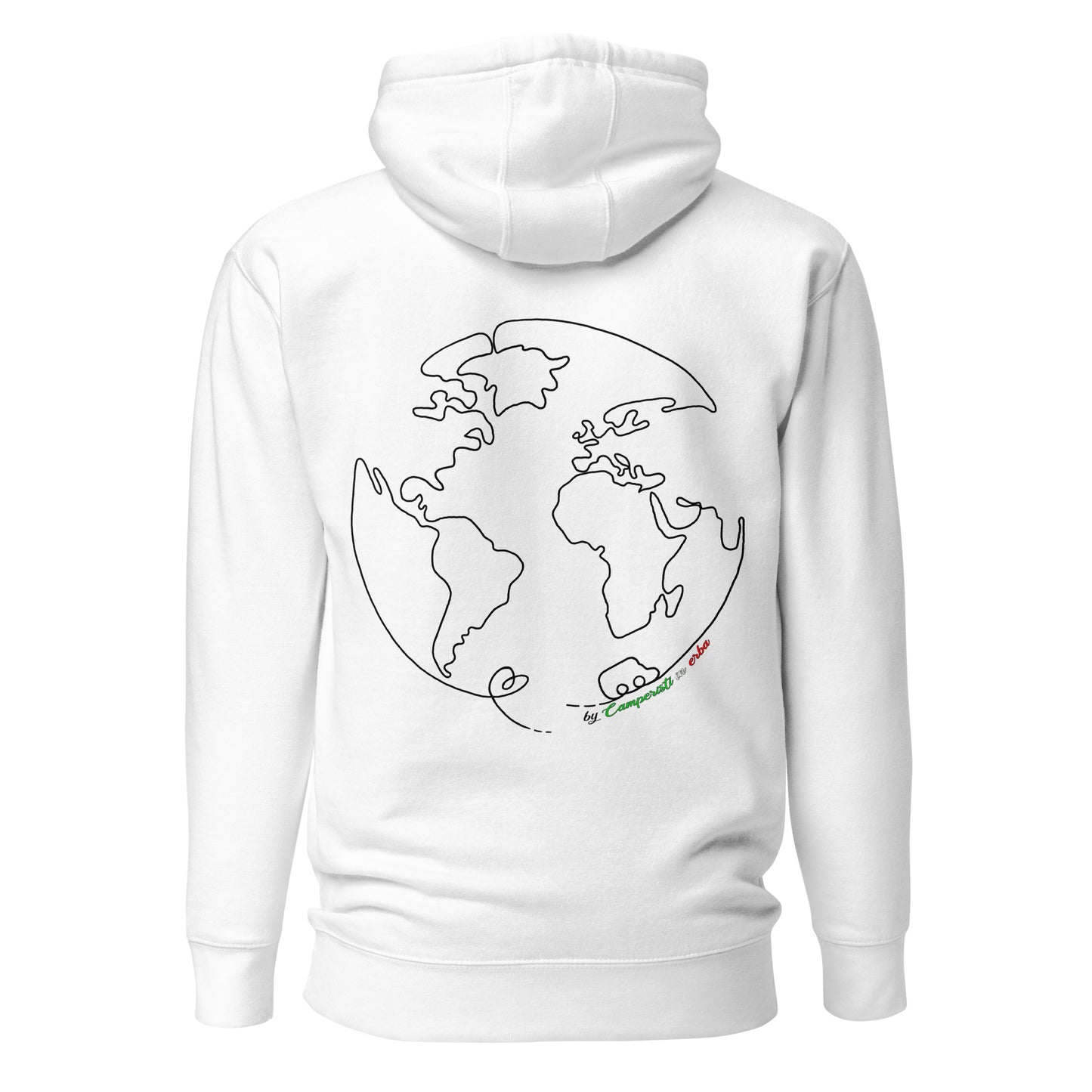 Felpa cappuccio Il giro del mondo in camper stampa nera