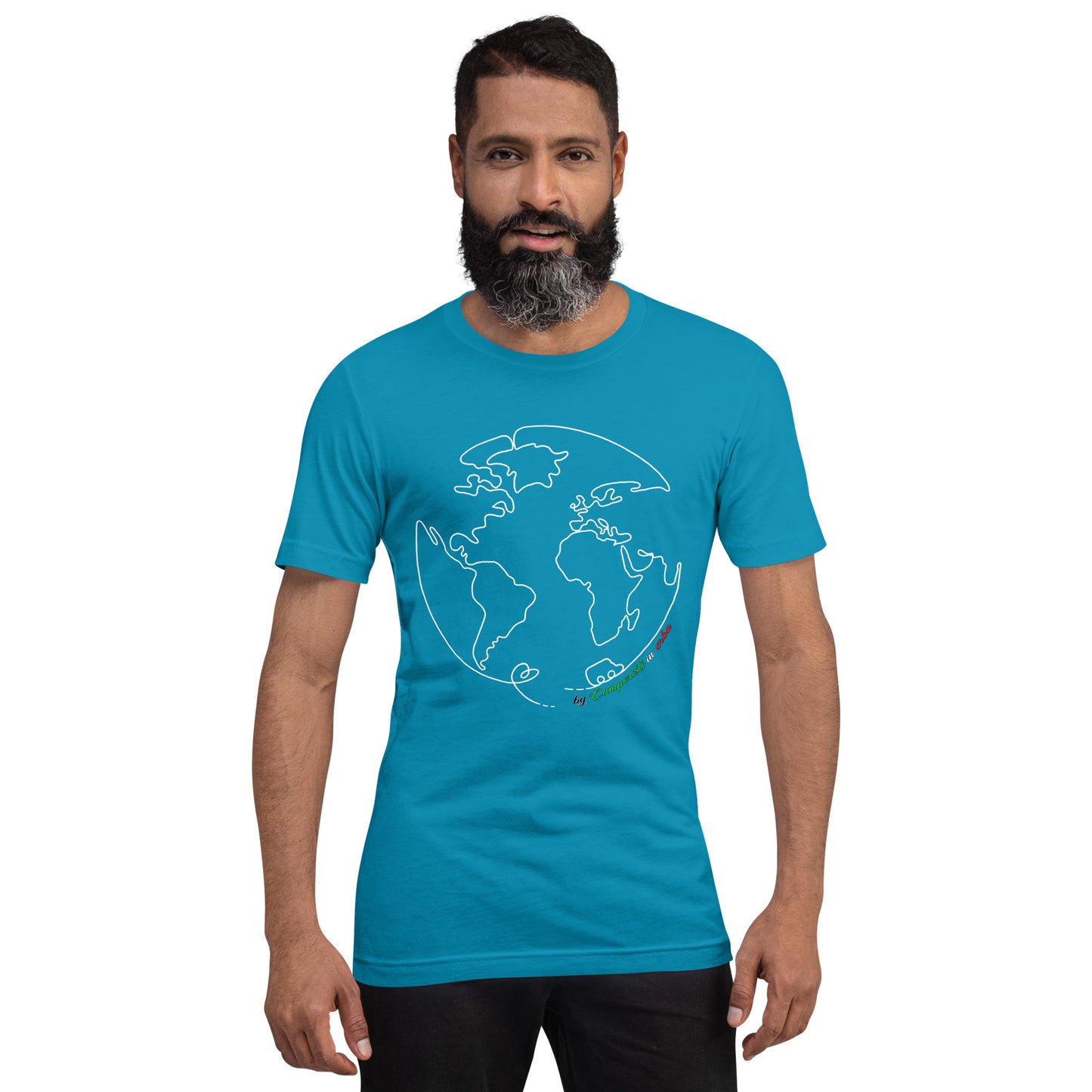 Maglietta t-shirt Il giro del mondo in camper stampa bianco