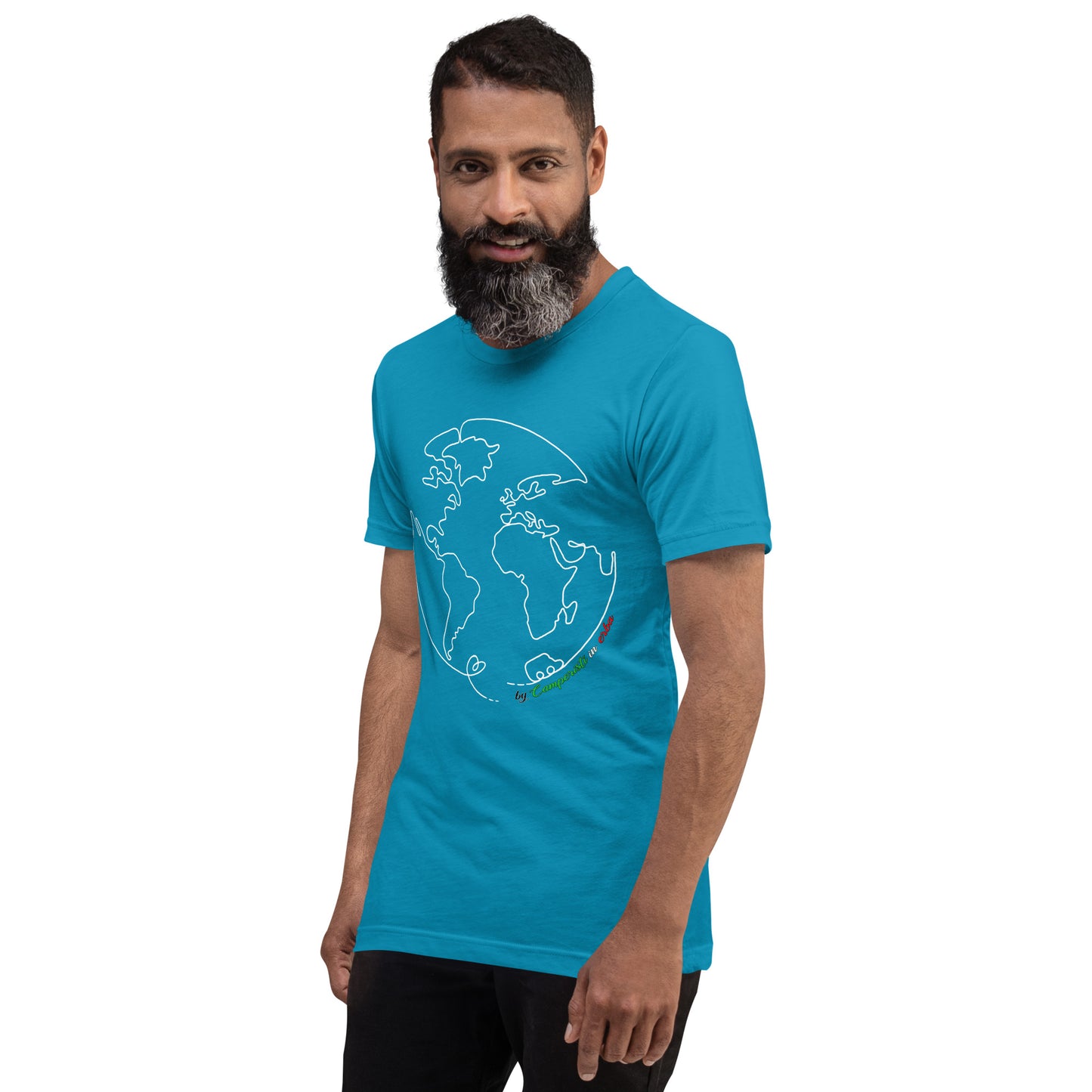 Maglietta t-shirt Il giro del mondo in camper stampa bianco