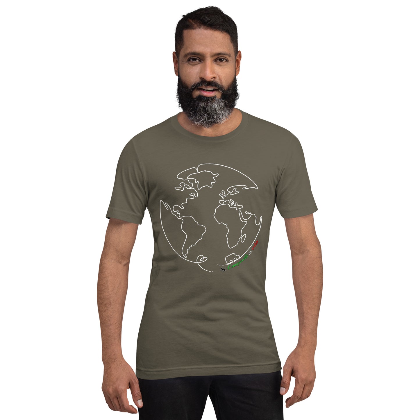 Maglietta t-shirt Il giro del mondo in camper stampa bianco