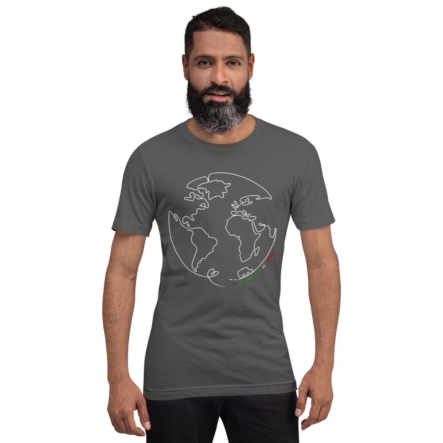 Maglietta t-shirt Il giro del mondo in camper stampa bianco