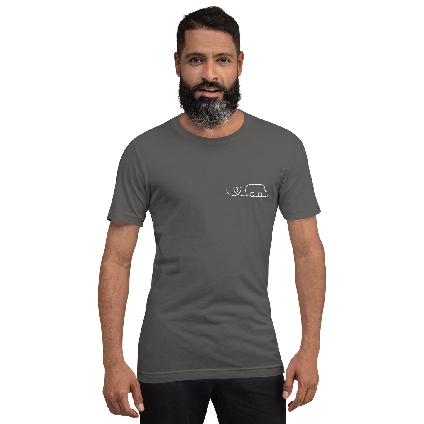 Maglietta t-shirt Il giro del mondo in camper disegno bianco