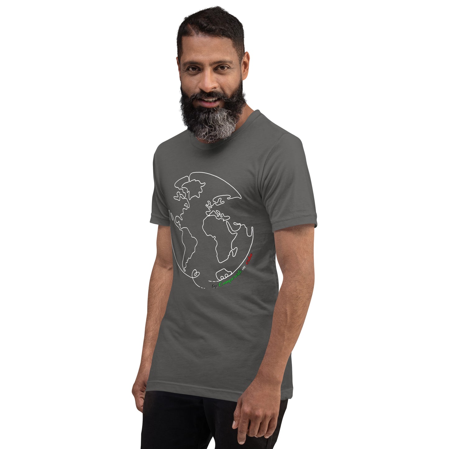 Maglietta t-shirt Il giro del mondo in camper stampa bianco