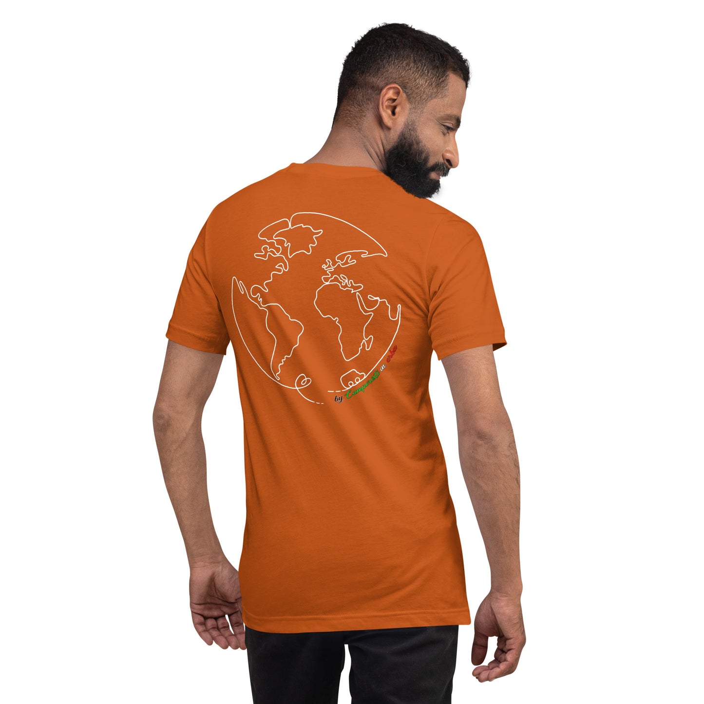 Maglietta t-shirt Il giro del mondo in camper disegno bianco