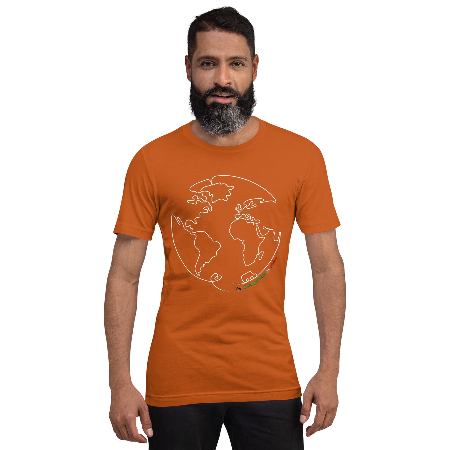 Maglietta t-shirt Il giro del mondo in camper stampa bianco