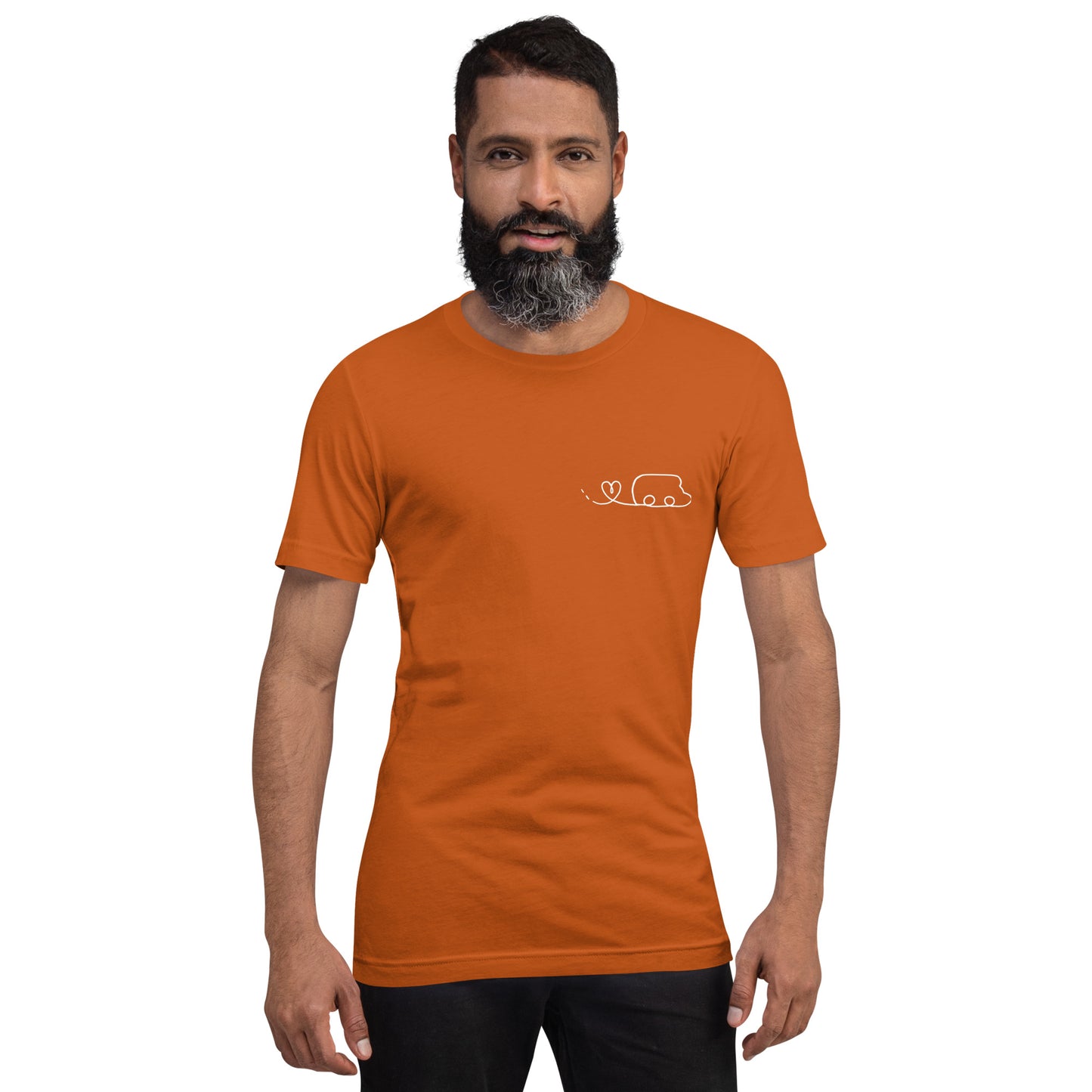 Maglietta t-shirt Il giro del mondo in camper disegno bianco