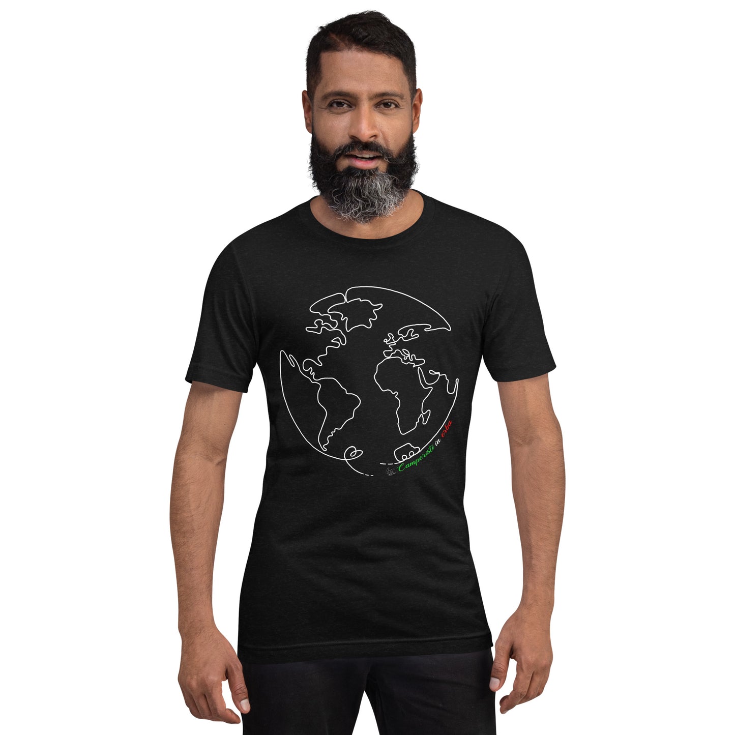 Maglietta t-shirt Il giro del mondo in camper stampa bianco