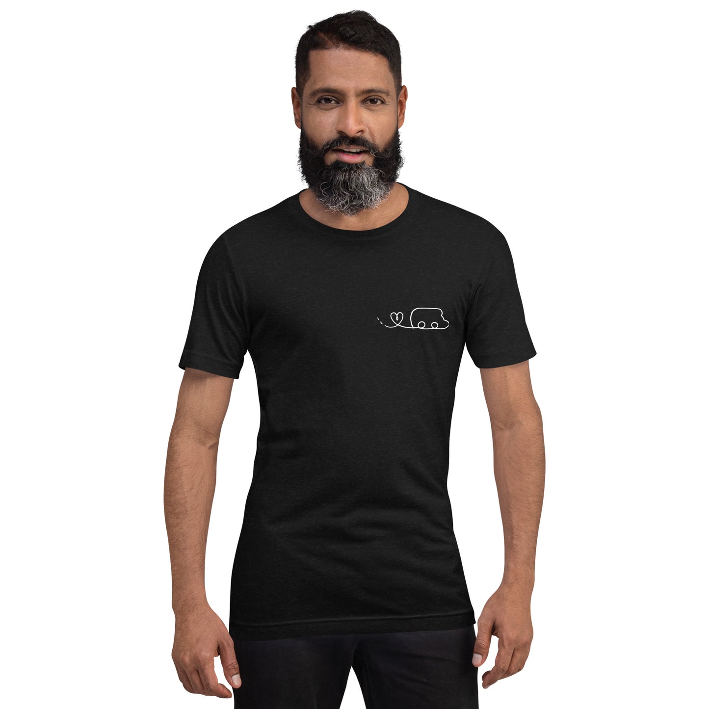 Maglietta t-shirt Il giro del mondo in camper disegno bianco