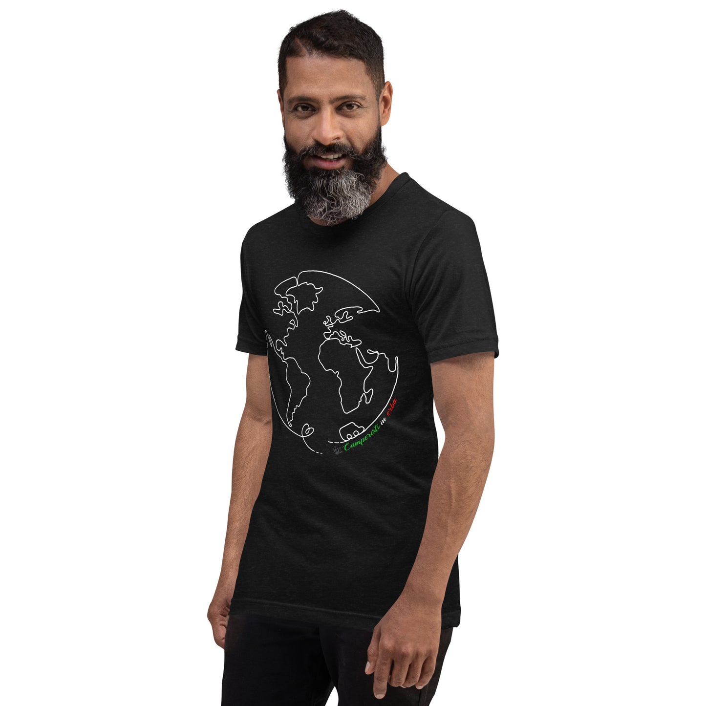 Maglietta t-shirt Il giro del mondo in camper stampa bianco