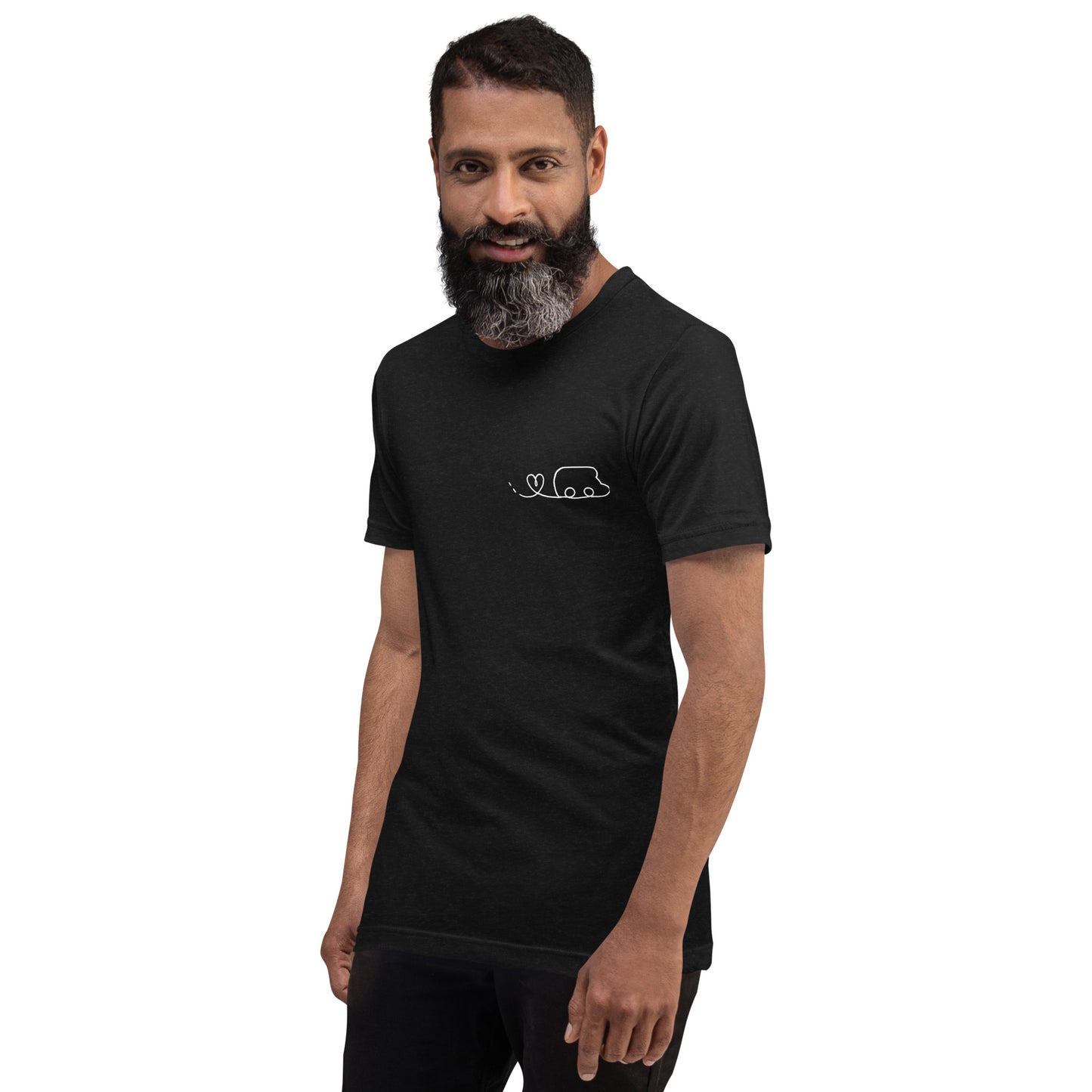 Maglietta t-shirt Il giro del mondo in camper disegno bianco