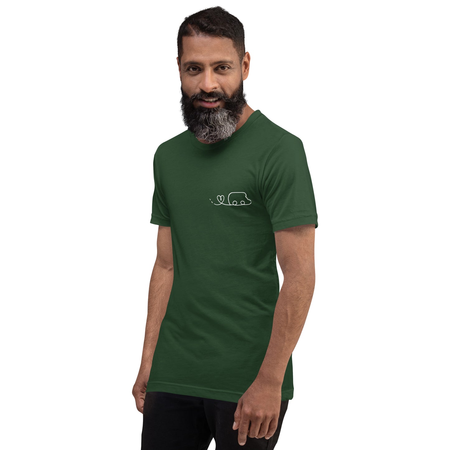 Maglietta t-shirt Il giro del mondo in camper disegno bianco