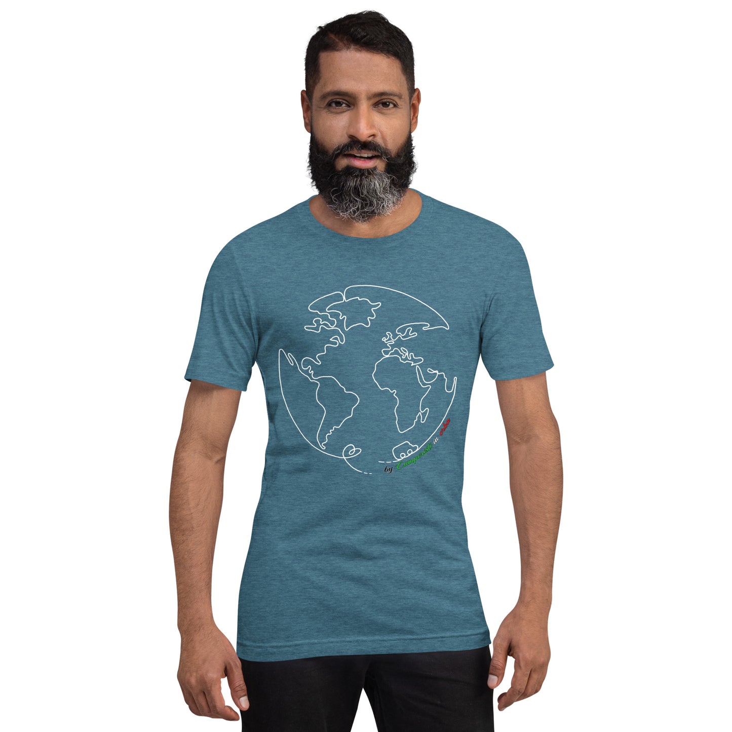 Maglietta t-shirt Il giro del mondo in camper stampa bianco