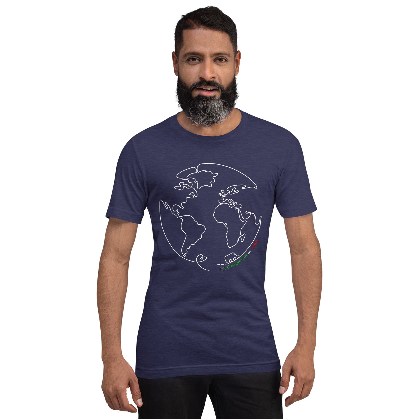 Maglietta t-shirt Il giro del mondo in camper stampa bianco