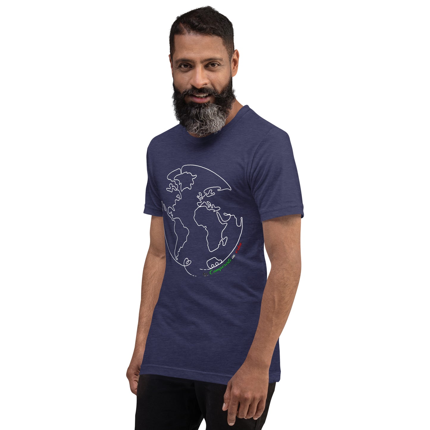 Maglietta t-shirt Il giro del mondo in camper stampa bianco