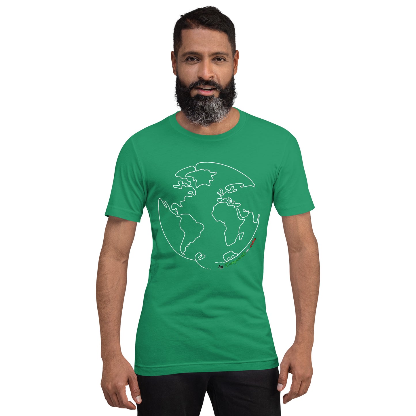 Maglietta t-shirt Il giro del mondo in camper stampa bianco