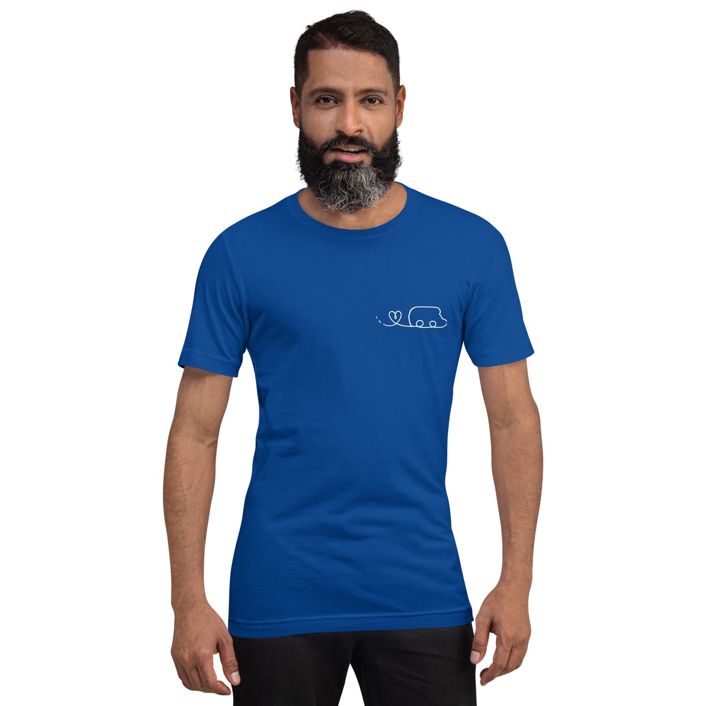 Maglietta t-shirt Il giro del mondo in camper disegno bianco