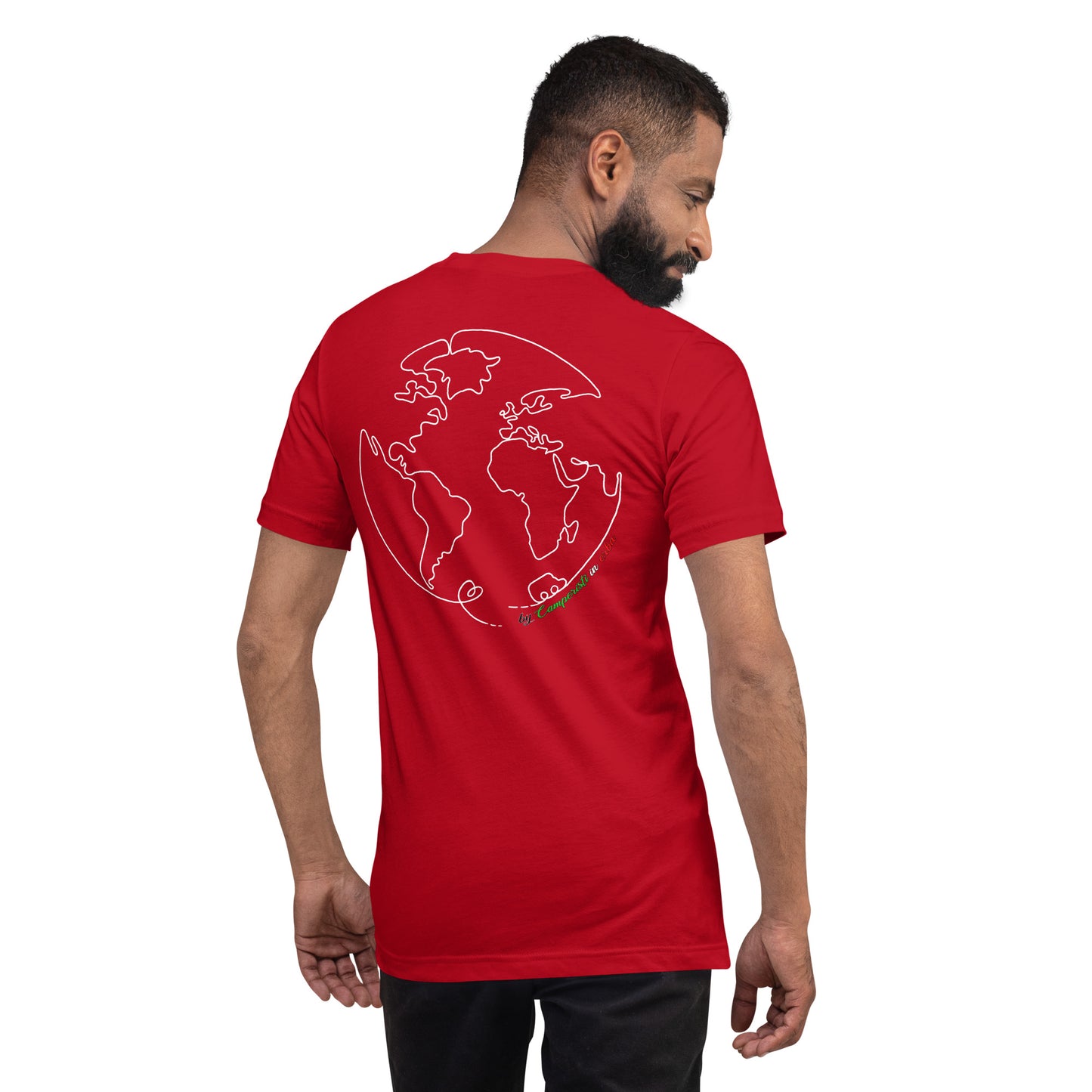 Maglietta t-shirt Il giro del mondo in camper disegno bianco